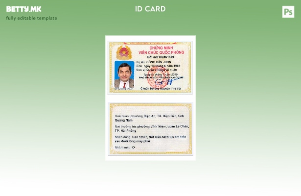 Шаблон за верзија на виетнамска лична карта во модерен стил